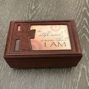 Wooden Cross Music Box Be Still And Know That I Am Black Velvet Lining